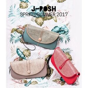 new 2017 Ju'sto J-Posh tan taupe clutch case interchangable wristlet crossbody